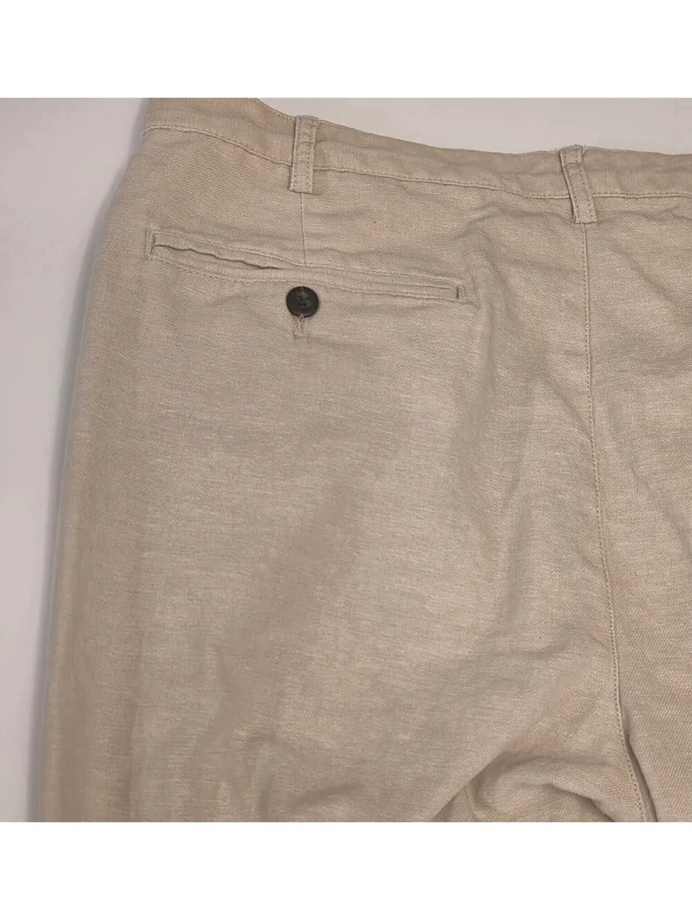 Banana Republic Relaxed Tapered Fit Linen Cotton Pants 42x26 Beige
